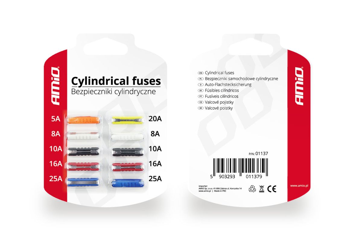 FUSIBLES CONTINENTAUX 5A À 25A 10 PCS AMIO