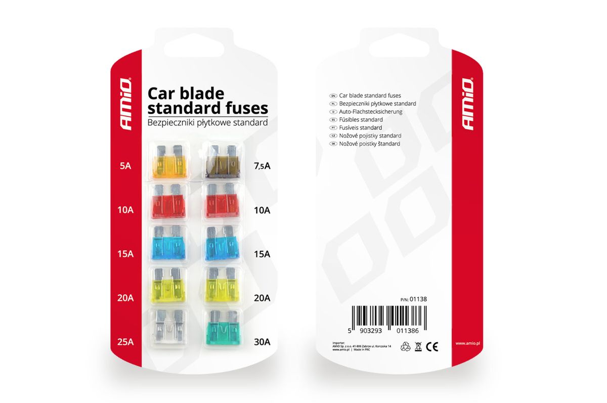 FUSIBLES PLATS STANDARD 5A À 30A 10PCS AMIO