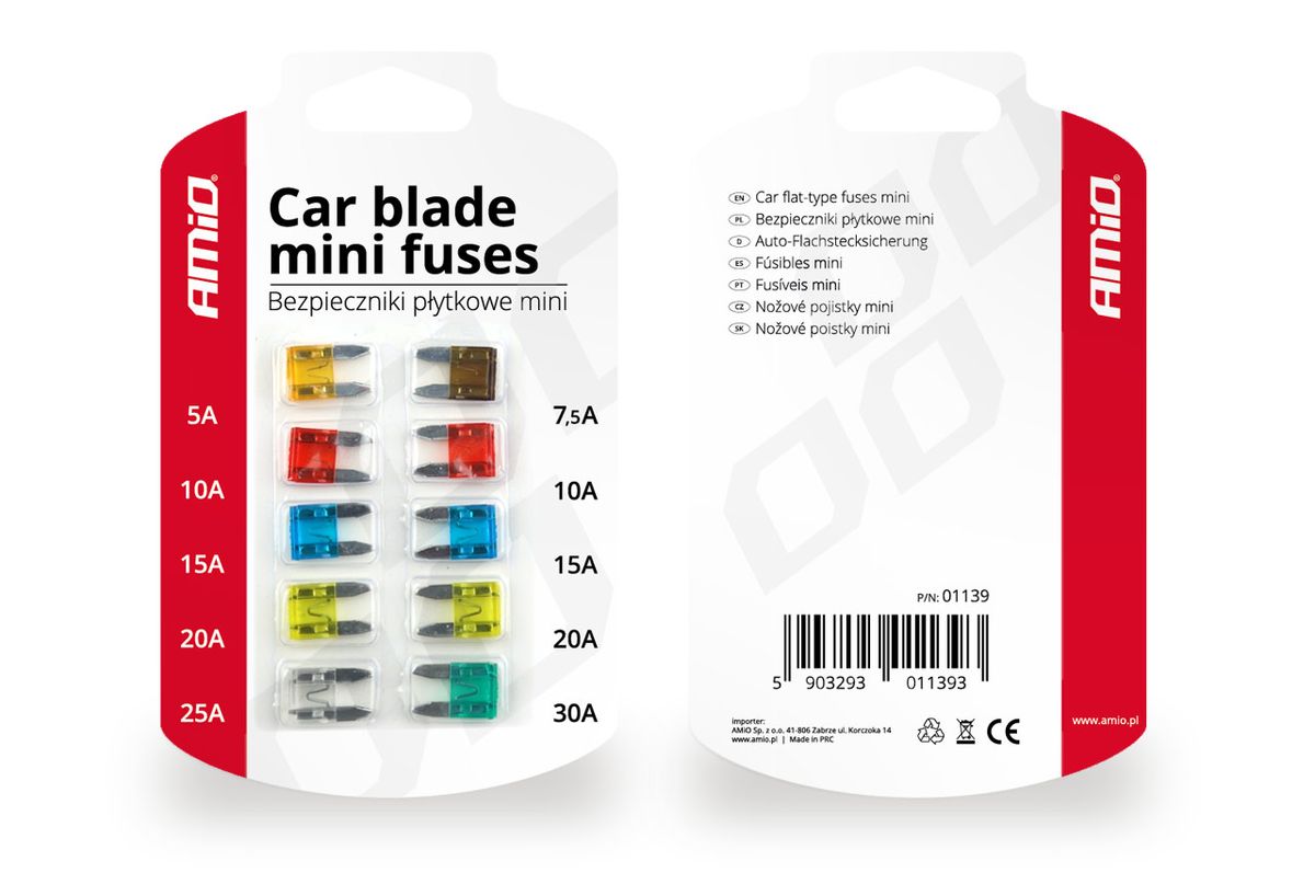 MINI FUSIBLES 5A À 30A 10PCS AMIO