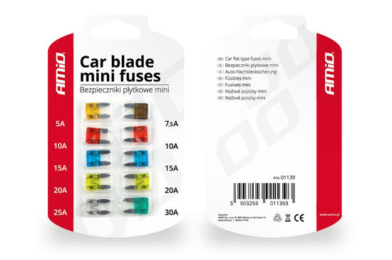 MINI FUSIBLES 5A À 30A 10PCS AMIO