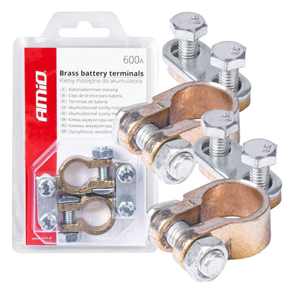 COSSES DE BATTERIE 12/24V EN LAITON 600 AMP AVEC VIS X 2 AMIO