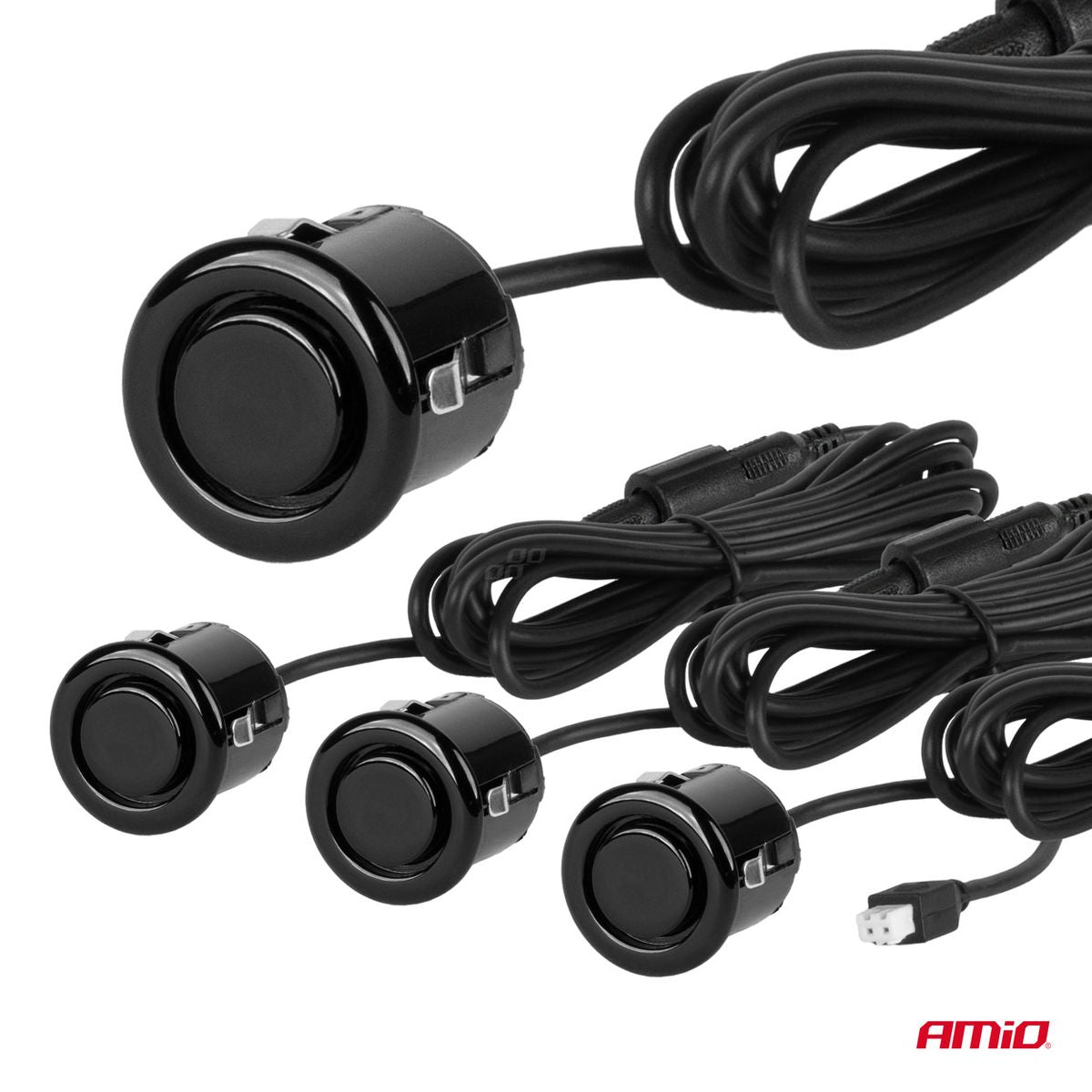 RADAR DE RECUL 4 CAPTEURS NOIRS 18MM + ECRAN LED 3D PREMIUM AMIO