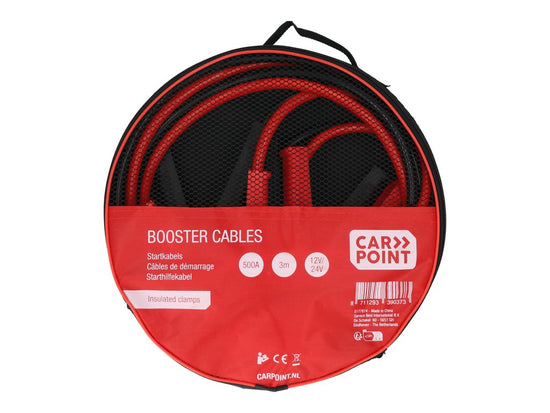 CABLES DE DEMARRAGE 500A 3M 12/24V (PINCES ISOLEES & POIGNEES) CARPOINT