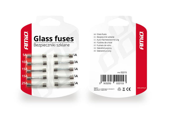 FUSIBLES EN VERRE 5A À 25A 10 PCS AMIO