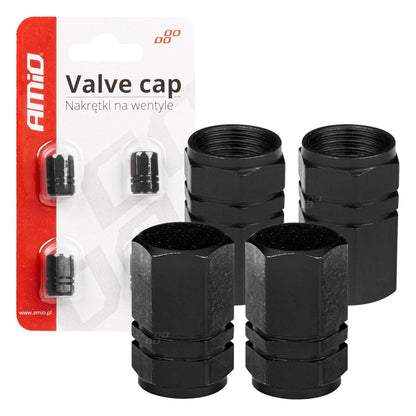 BOUCHONS DE VALVES EN ALUMINIUM NOIR 4PCS AMIO