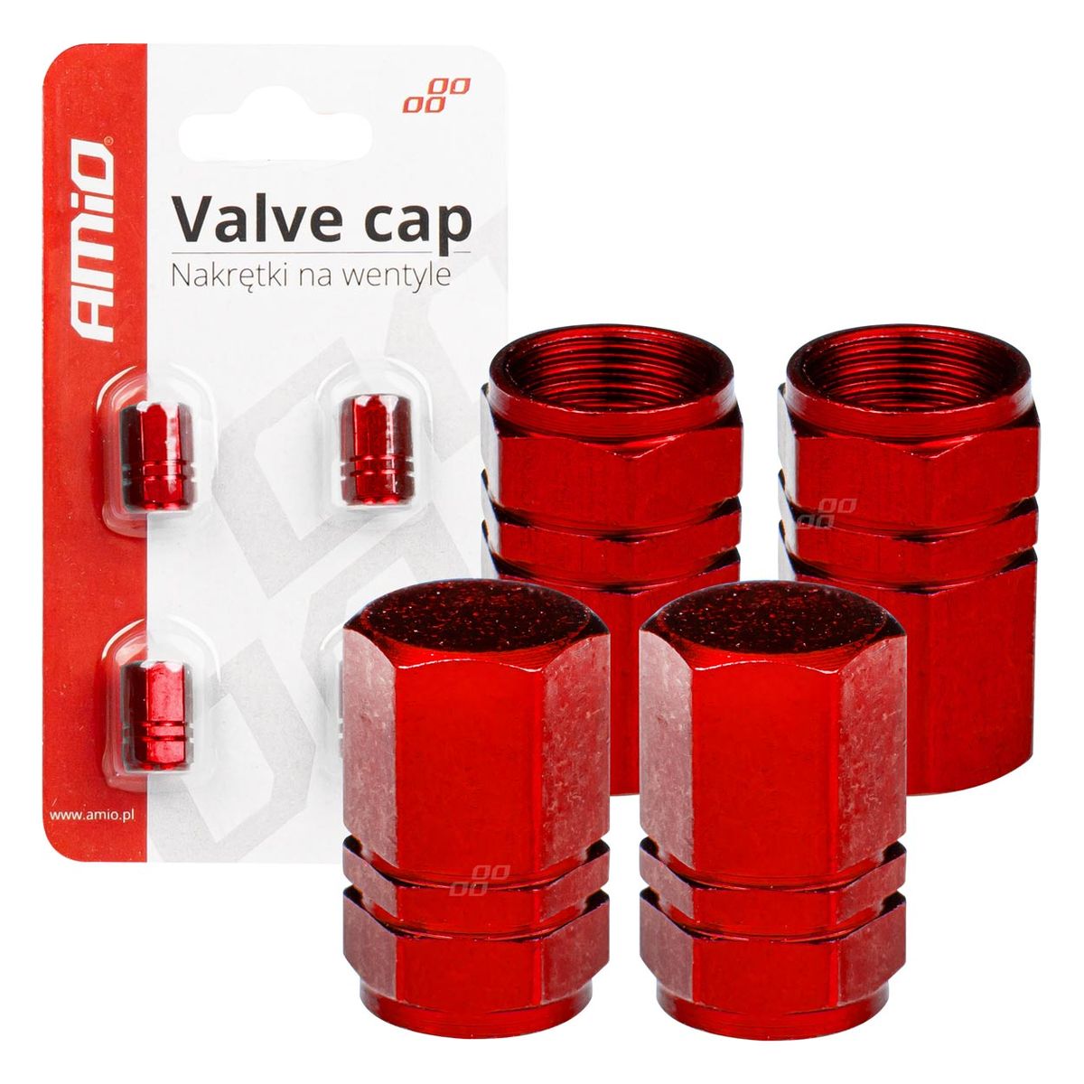 BOUCHONS DE VALVES EN ALUMINIUM ROUGE 4PCS AMIO