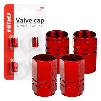 BOUCHONS DE VALVES EN ALUMINIUM ROUGE 4PCS AMIO