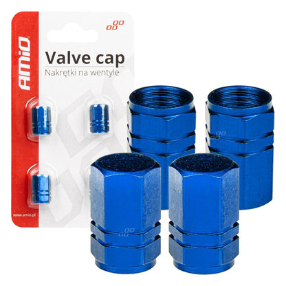 BOUCHONS DE VALVES EN ALUMINIUM BLEU 4PCS AMIO