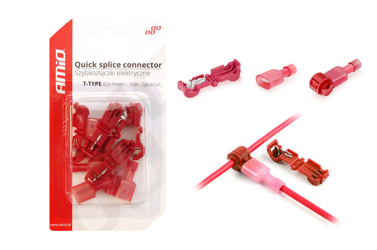 CONNECTEUR DE CONNEXION RAPIDE DE TYPE T 0,5-1MM2 10A 5PCS AMIO