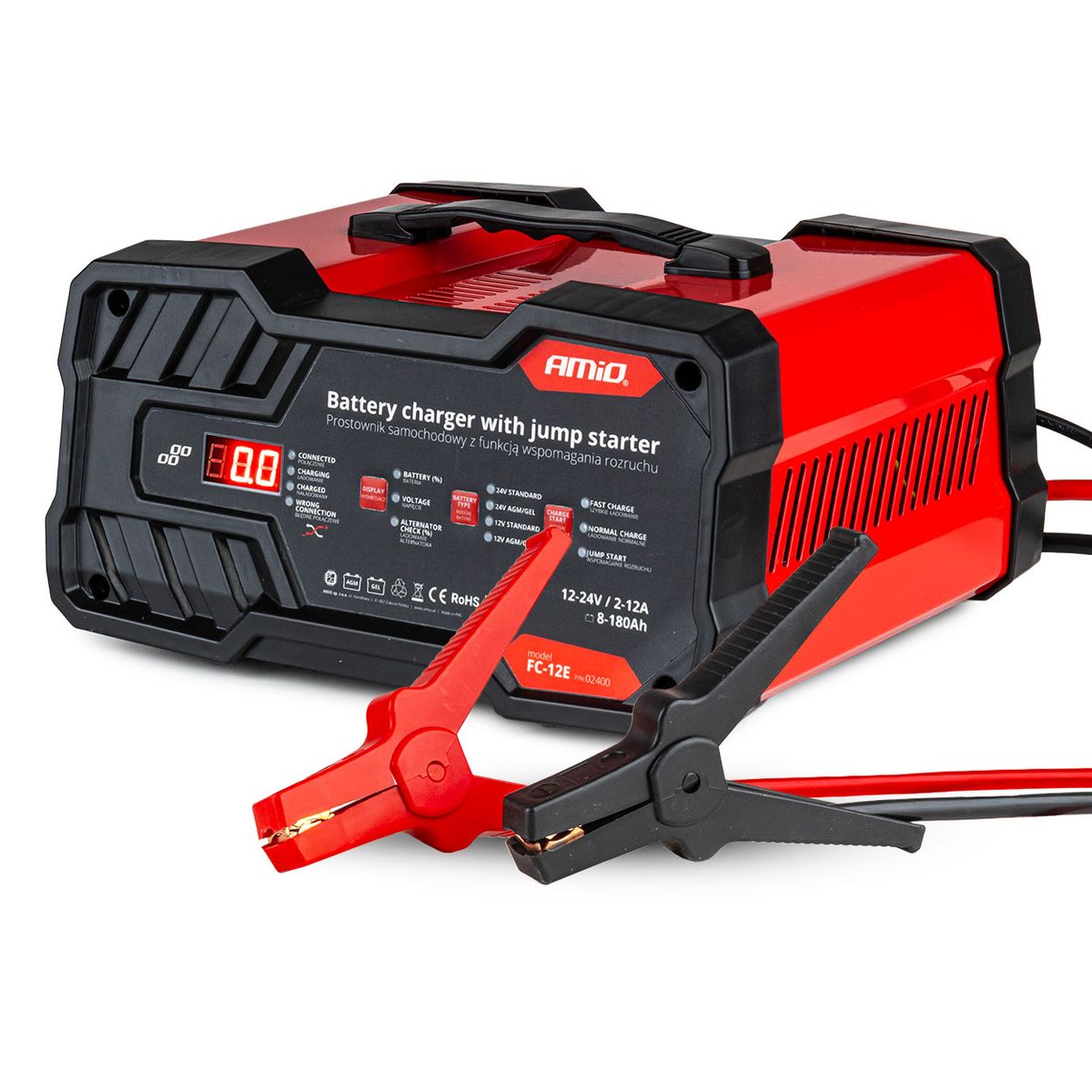 CHARGEUR DE BATTERIE 12A 12/24V AVEC BOOSTER INTEGRE 12V 75A AMIO