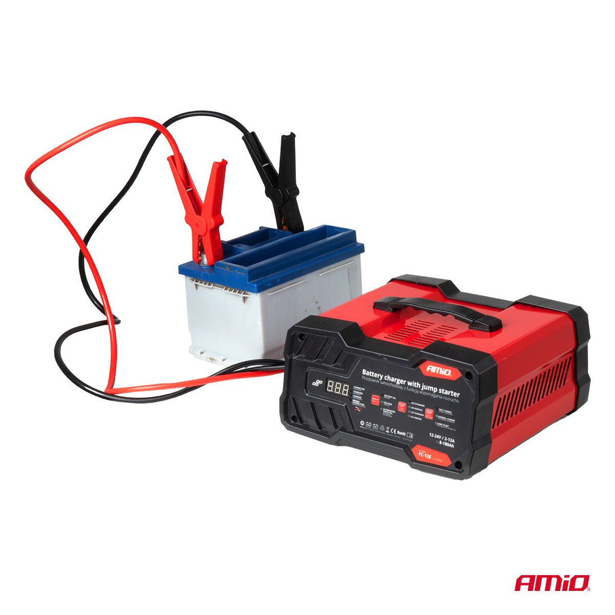 CHARGEUR DE BATTERIE 12A 12/24V AVEC BOOSTER INTEGRE 12V 75A AMIO