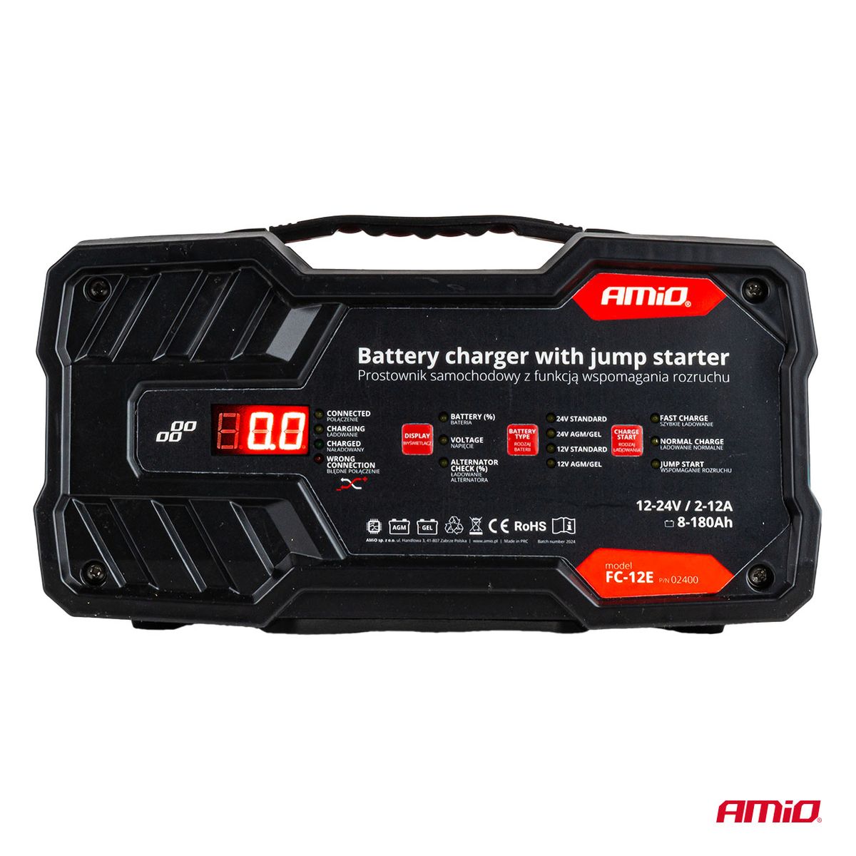 CHARGEUR DE BATTERIE 12A 12/24V AVEC BOOSTER INTEGRE 12V 75A AMIO
