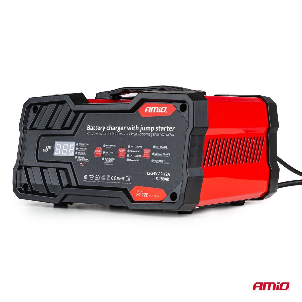 CHARGEUR DE BATTERIE 12A 12/24V AVEC BOOSTER INTEGRE 12V 75A AMIO