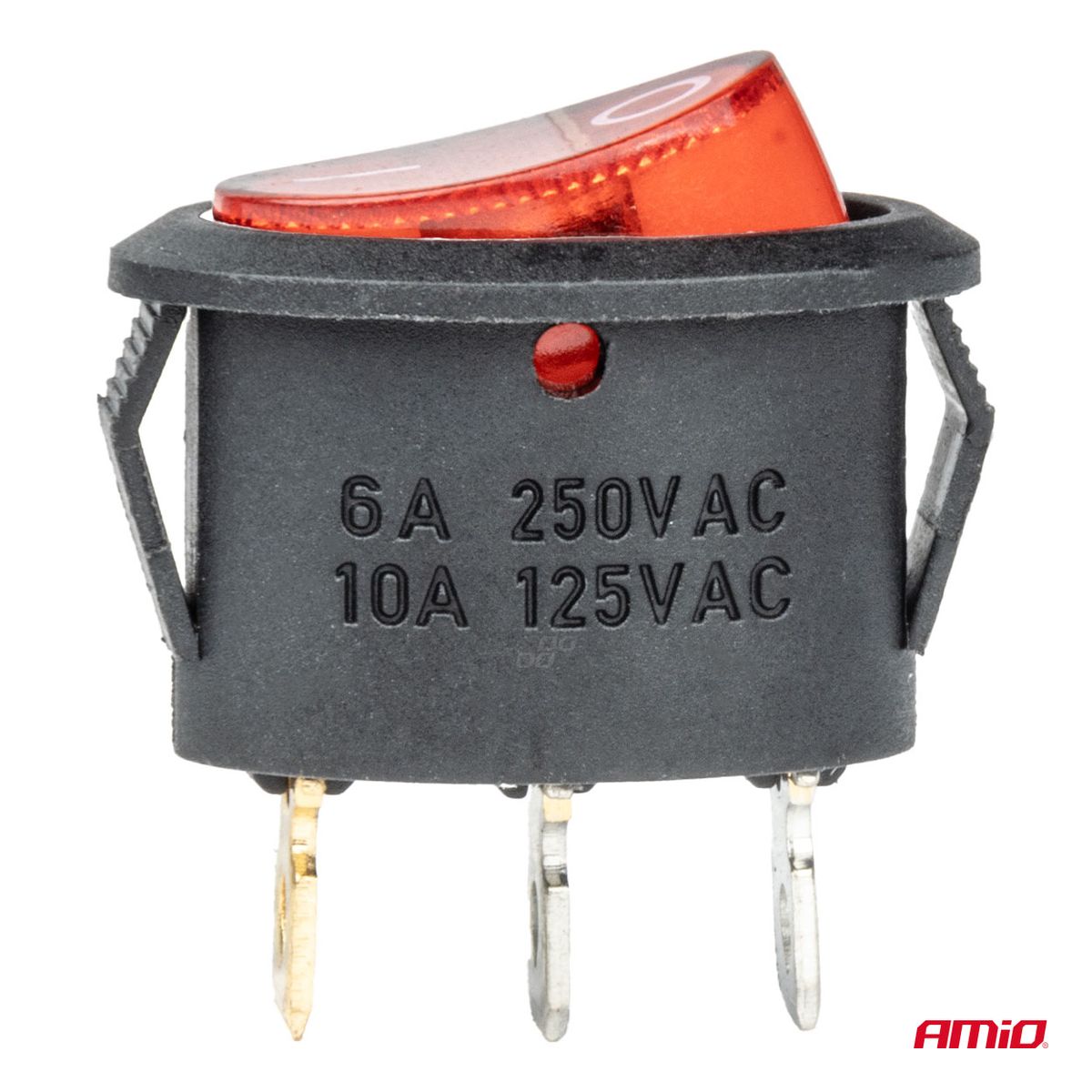 INTERRUPTEUR ELLIPTIQUE 12V/230V (AVEC LUMIERE ROUGE) BU02 AMIO