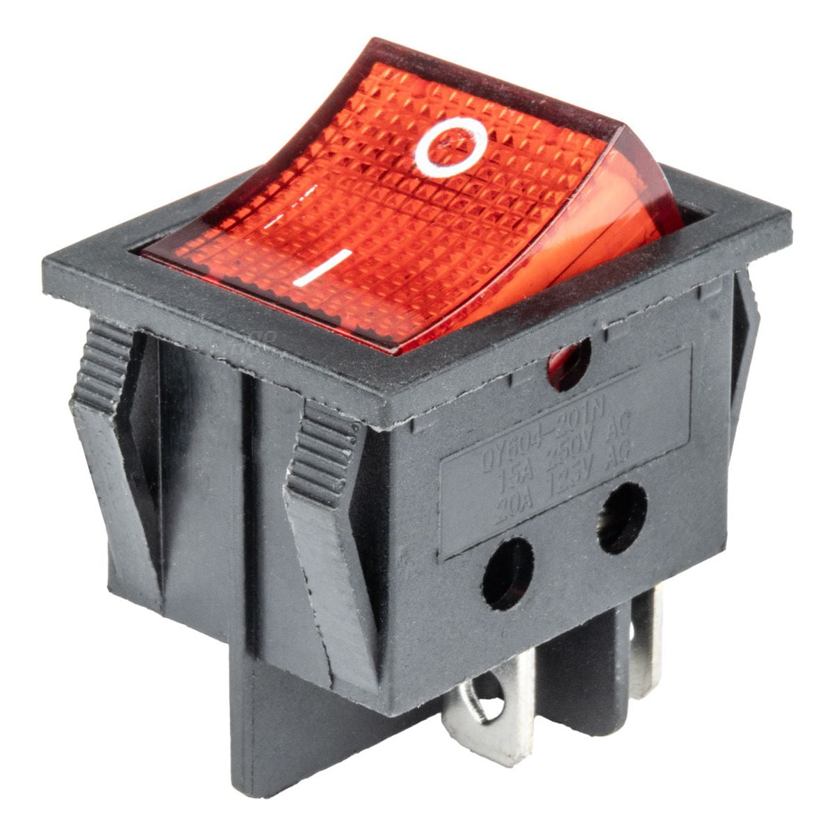 INTERRUPTEUR RECTANGULAIRE 12V/230V (AVEC LUMIERE ROUGE) BU02 AMIO