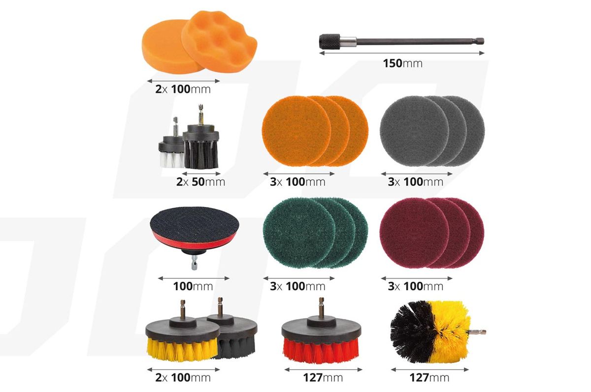 JEU DE BROSSES POUR PERCEUSE - 22 PIECES AMIO