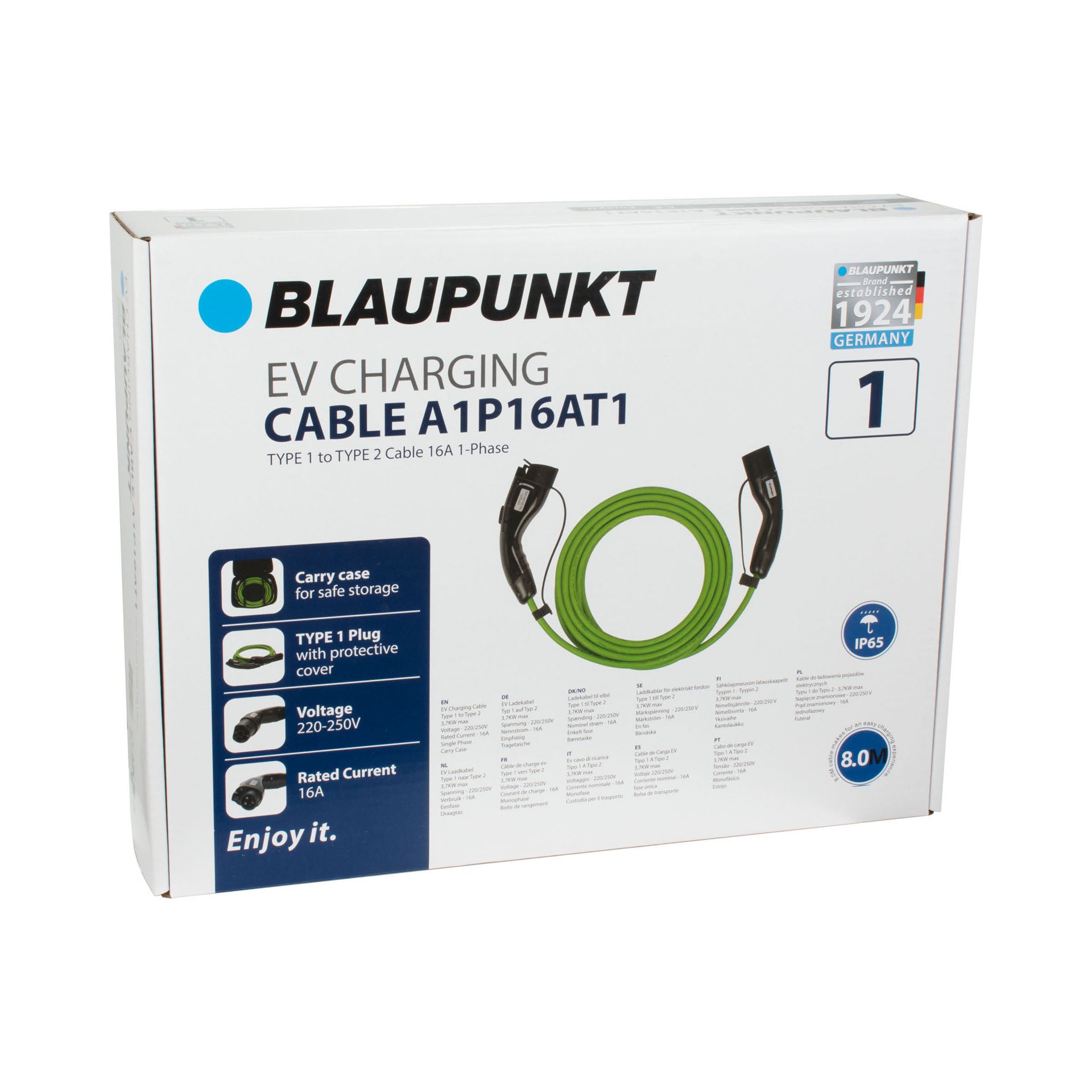 CABLE CHARGE VEHICULE ELECTRIQUE 16A MONOPHASE T1 >T2 A1P16AT1 N°1 BLAUPUNKT