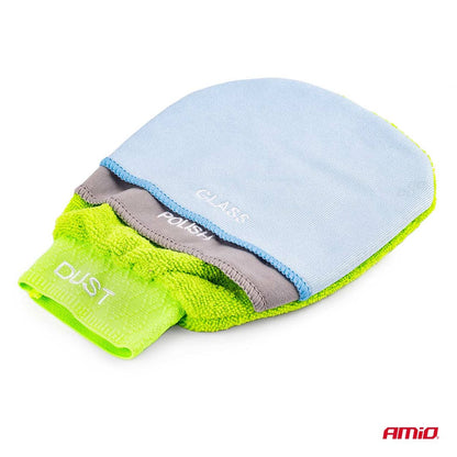 GANT DE NETTOYAGE EN MICROFIBRE 3EN1 VITRE POLISH POUSSIERE 25X17CM AMIO