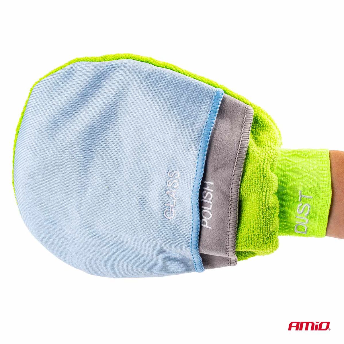 GANT DE NETTOYAGE EN MICROFIBRE 3EN1 VITRE POLISH POUSSIERE 25X17CM AMIO