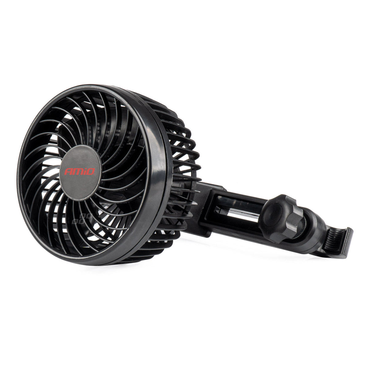 VENTILATEUR 12V (DIAM 11,5CM) ORIENTABLE 2 VITESSES FIXATION APPUIE-TETE AMIO