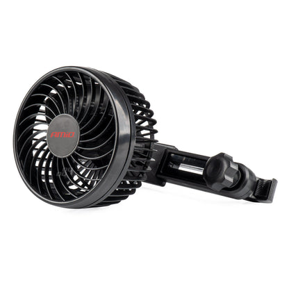 VENTILATEUR 12V (DIAM 11,5CM) ORIENTABLE 2 VITESSES FIXATION APPUIE-TETE AMIO