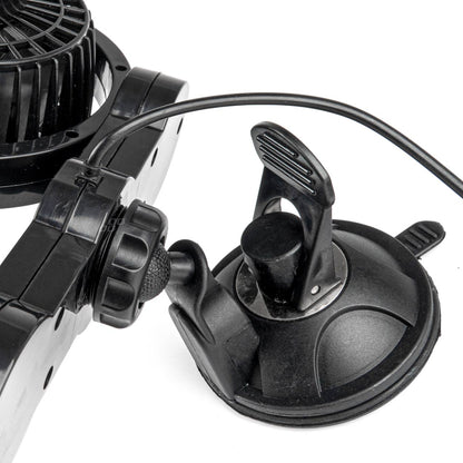 DOUBLE VENTILATEUR 12V DIAMETRE 10CM CHACUN ORIENTABLE SUR VENTOUSE AMIO