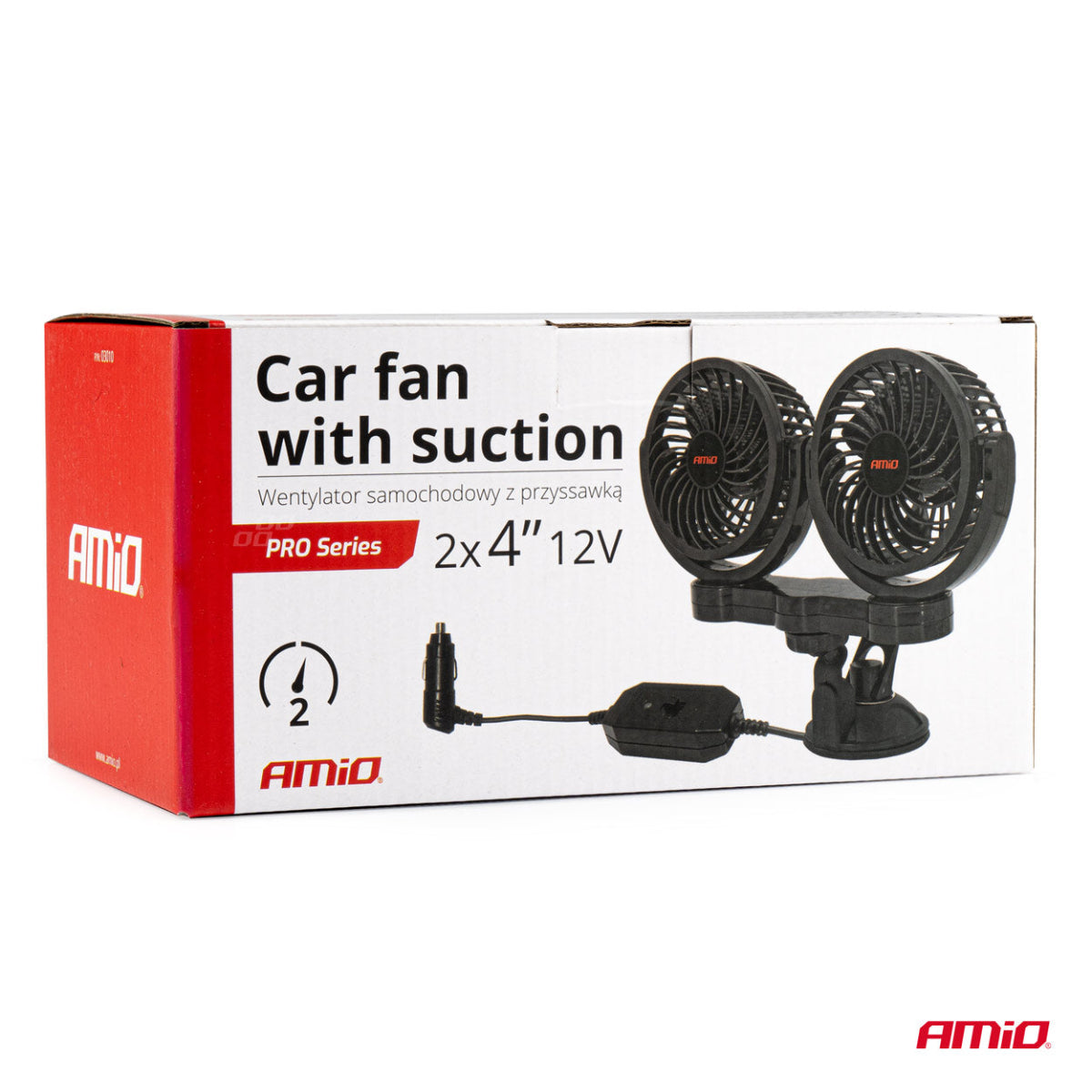 DOUBLE VENTILATEUR 12V DIAMETRE 10CM CHACUN ORIENTABLE SUR VENTOUSE AMIO