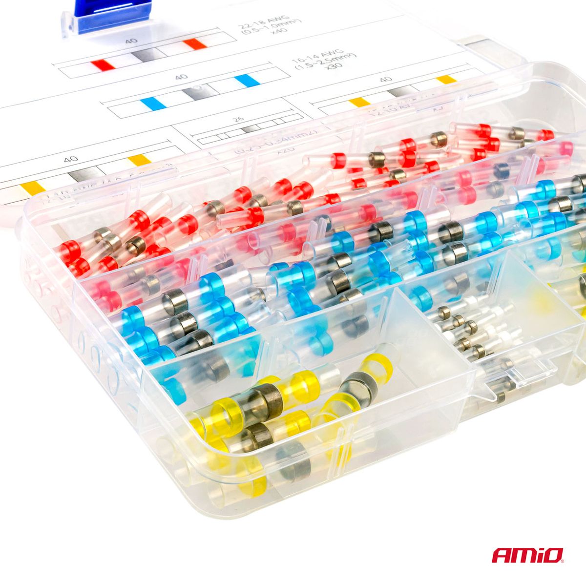 COFFRET CONNECTEURS THERMORÉTRACTABLES A SOUDER 100PCS AMIO