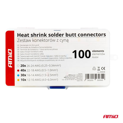 COFFRET CONNECTEURS THERMORÉTRACTABLES A SOUDER 100PCS AMIO