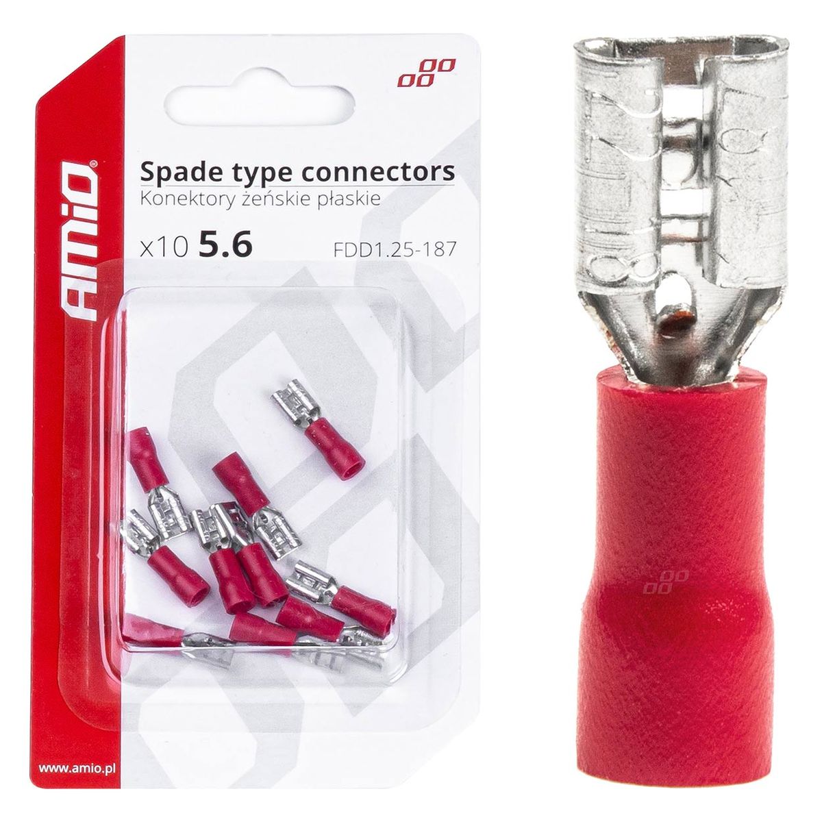 COSSES CLIP PLATES FEMELLE ROUGE 5.6MM 0.5-1.5MM2 10A 10 PCS AMIO