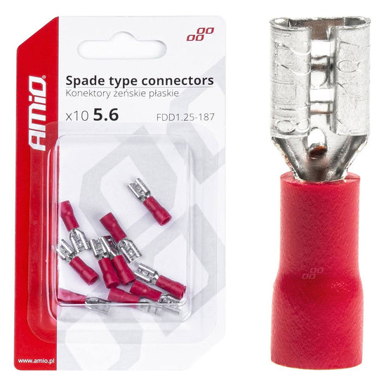 COSSES CLIP PLATES FEMELLE ROUGE 5.6MM 0.5-1.5MM2 10A 10 PCS AMIO