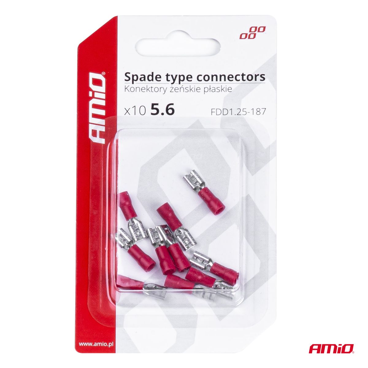 COSSES CLIP PLATES FEMELLE ROUGE 5.6MM 0.5-1.5MM2 10A 10 PCS AMIO