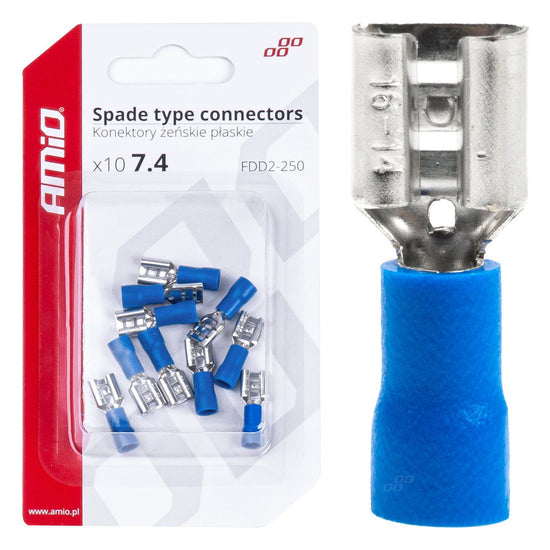 COSSES CLIP PLATES FEMELLE BLEUE 7.4MM 1.5-2.5MM2 15A 10 PCS AMIO