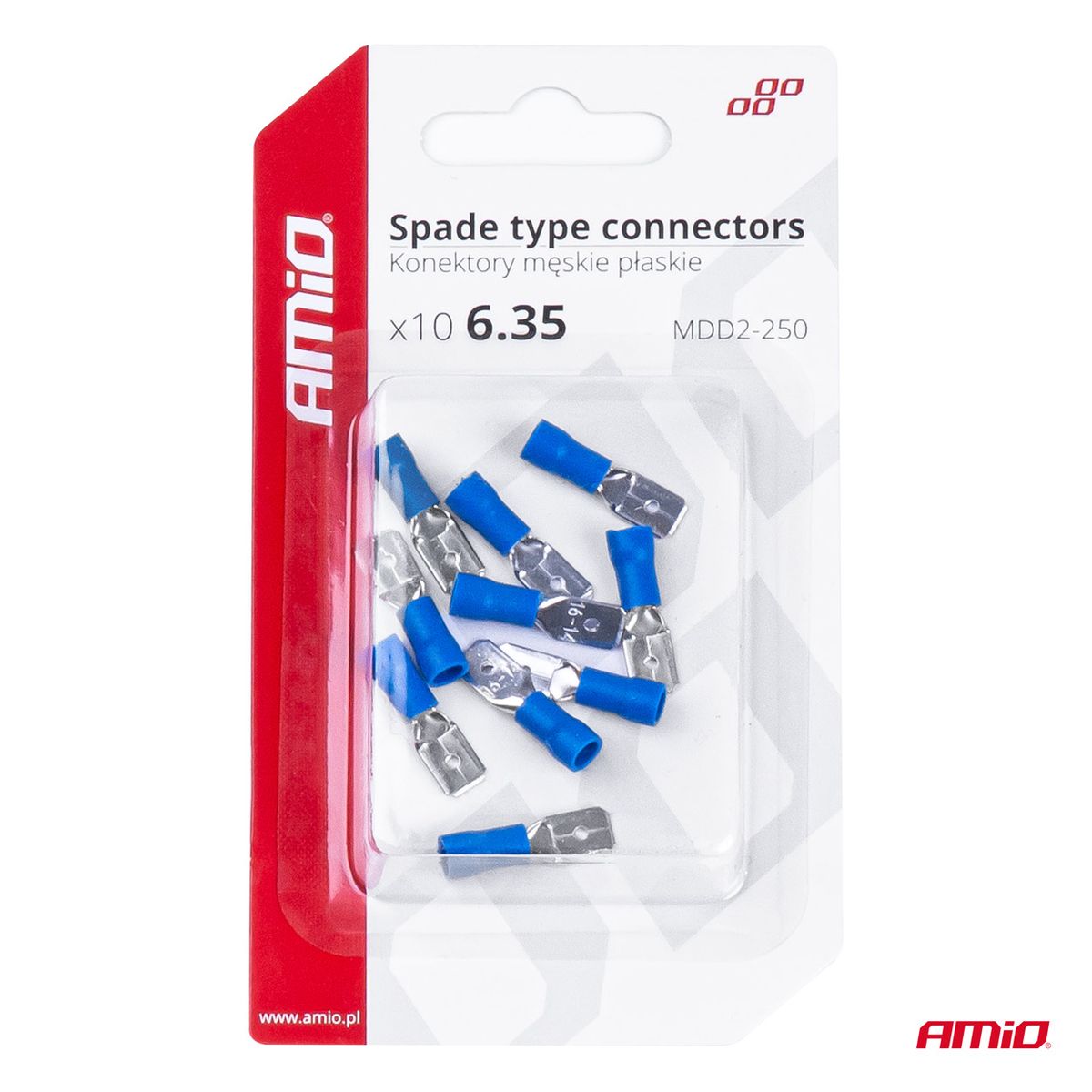 COSSES PLATES MÂLE BLEUE 6.35MM 1.5-2.5MM2 15A 10 PCS AMIO