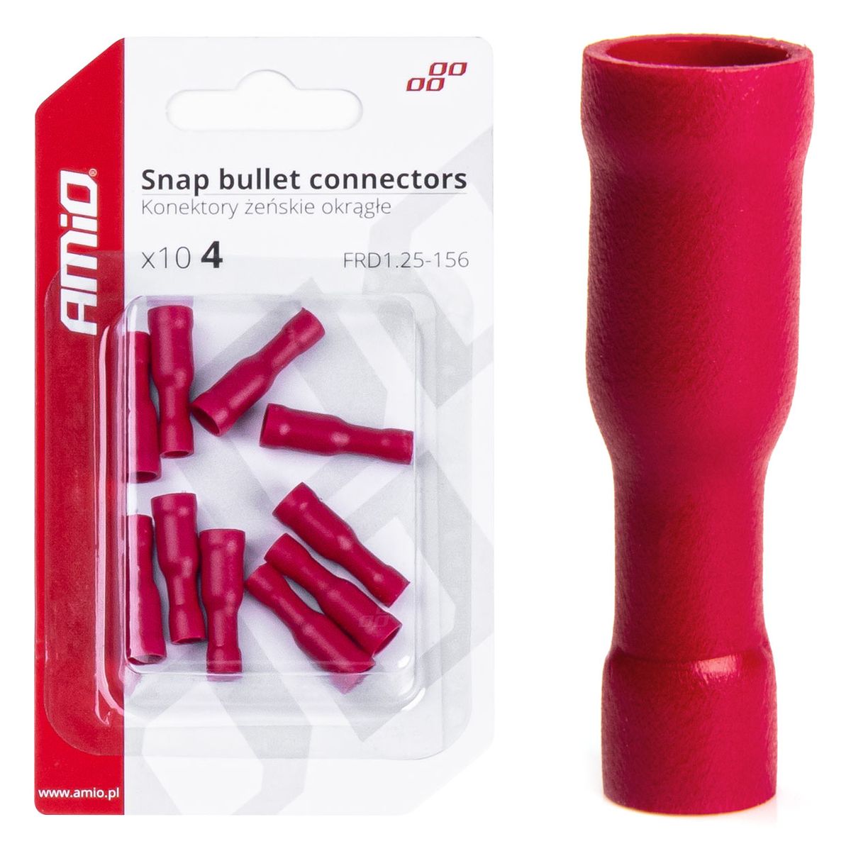 COSSES RONDES FEMELLE ROUGE 4MM 0.5-1.5MM2 10A 10 PCS AMIO