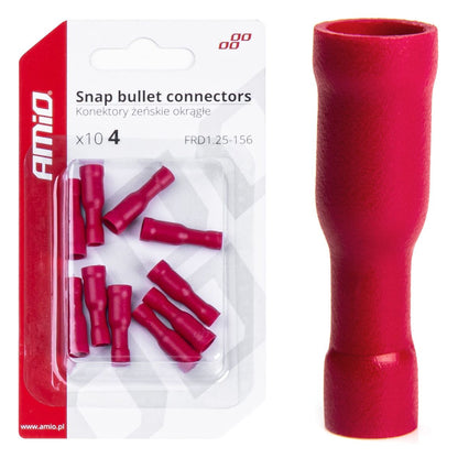 COSSES RONDES FEMELLE ROUGE 4MM 0.5-1.5MM2 10A 10 PCS AMIO