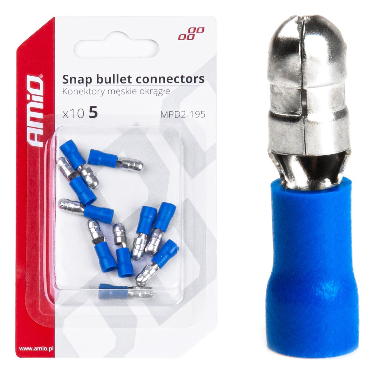 COSSES CYLINDRIQUES MALES BLEUES 5MM (0.5-1.5MM²) 15A 10 PCS AMIO