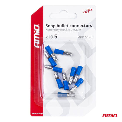 COSSES CYLINDRIQUES MALES BLEUES 5MM (0.5-1.5MM²) 15A 10 PCS AMIO
