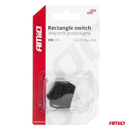INTERRUPTEUR RECTANGULAIRE 12V 20A ON/OFF TROU MONTAGE 10X26MM AMIO