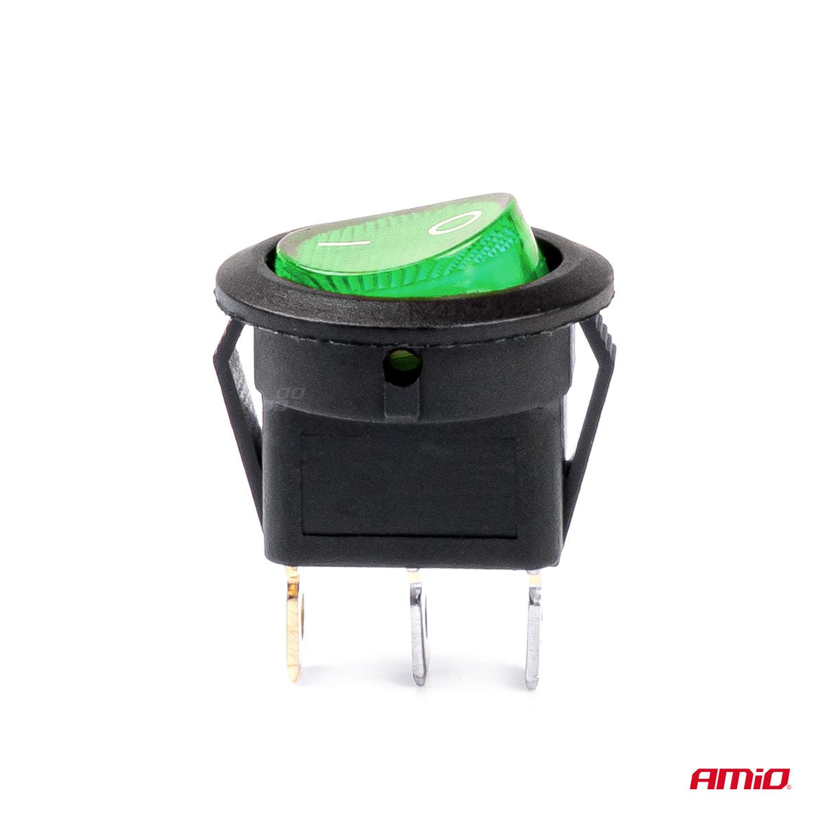 INTERRUPTEUR ROND AVEC LUMIERE VERTE 12/24V 20A ON/OFF AMIO