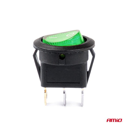 INTERRUPTEUR ROND AVEC LUMIERE VERTE 12/24V 20A ON/OFF AMIO