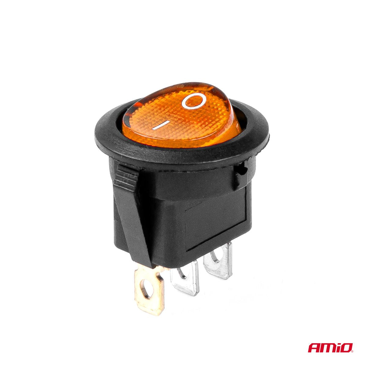 INTERRUPTEUR ROND AVEC LUMIERE JAUNE 12/24V MAX 20A ON/OFF AMIO