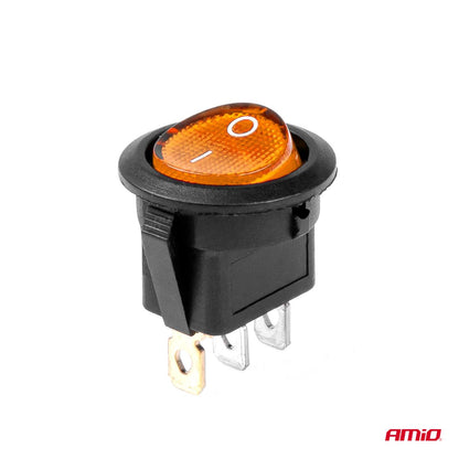 INTERRUPTEUR ROND AVEC LUMIERE JAUNE 12/24V MAX 20A ON/OFF AMIO