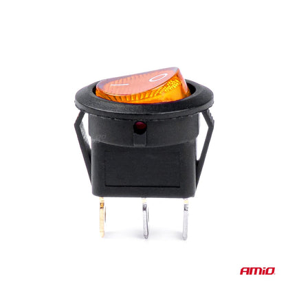 INTERRUPTEUR ROND AVEC LUMIERE JAUNE 12/24V MAX 20A ON/OFF AMIO