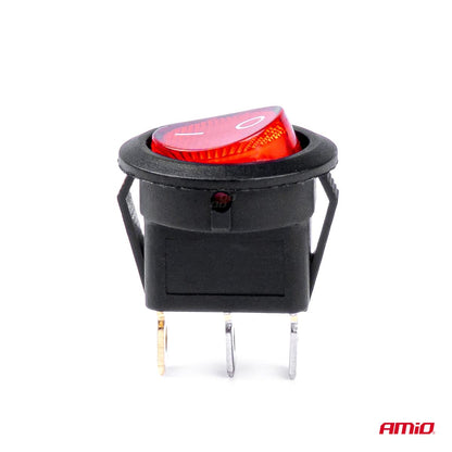 INTERRUPTEUR ROND AVEC LUMIERE ROUGE 12/24V MAX 20A ON/OFF AMIO