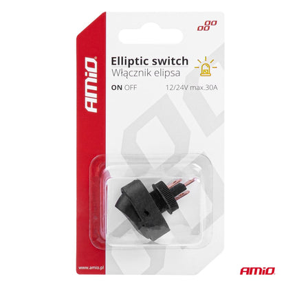 INTERRUPTEUR ELLIPTIQUE AVEC LUMIERE JAUNE 12/24V MAX 30A ON/OFF AMIO