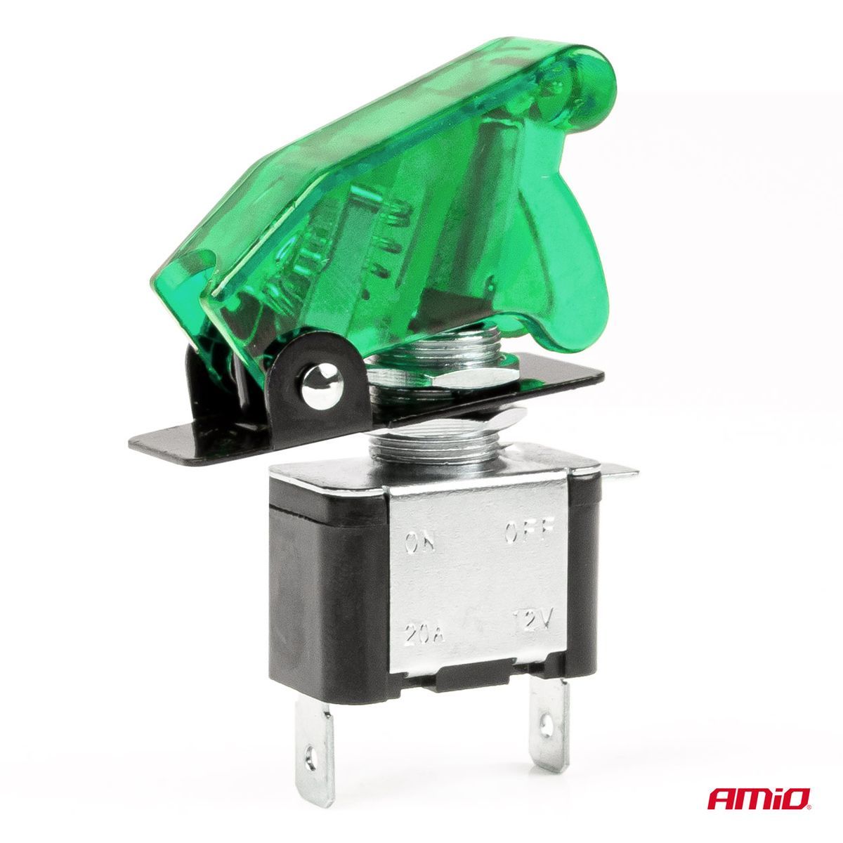 INTERRUPTEUR TOP GUN STYLE VERT (ILLUMINÉ) 12/24V 20A ON/OFF AMIO