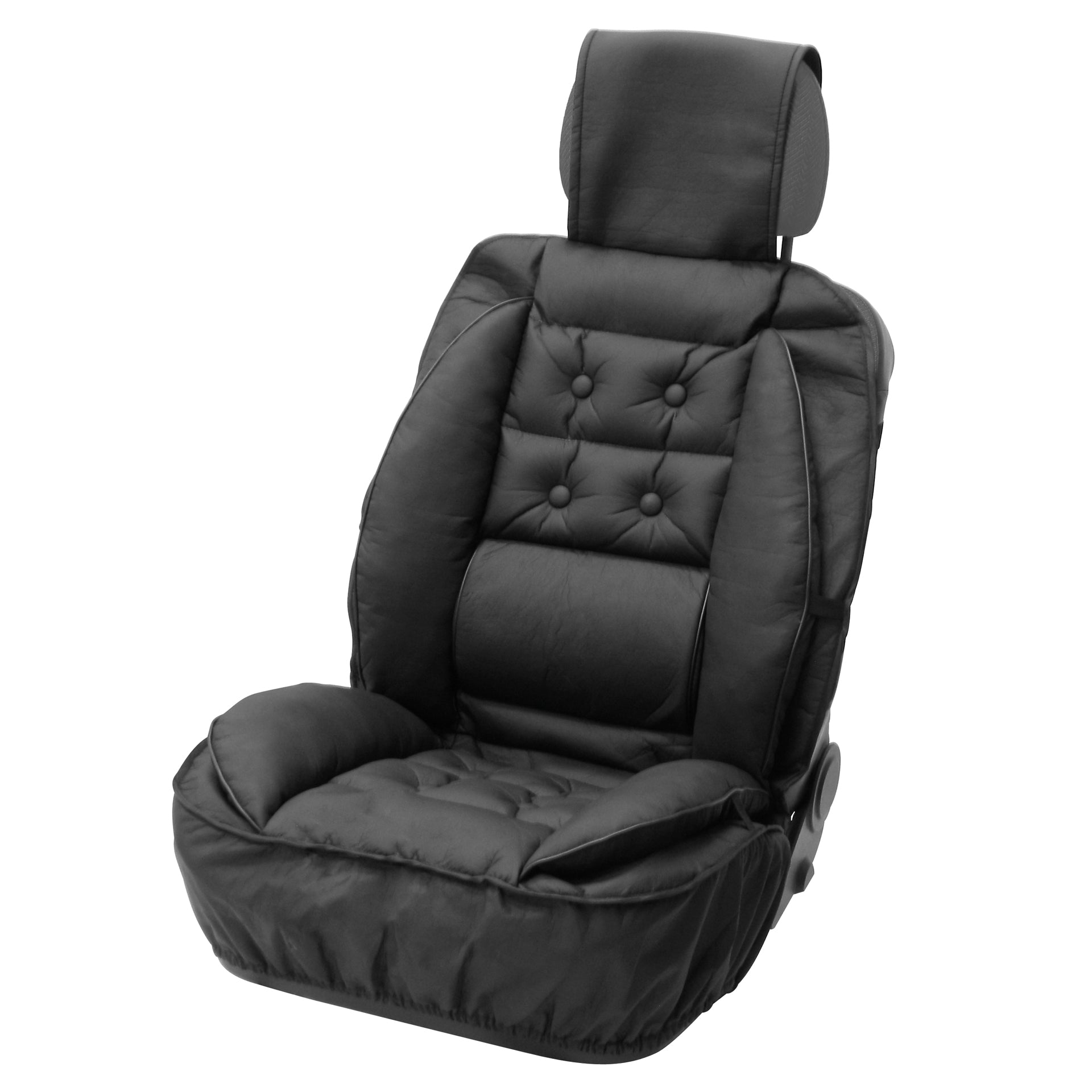 COUVRE SIEGE AVEC APPUIE TETE LOOK CUIR NOIR