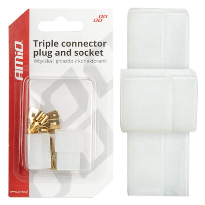FICHE ET PRISE AVEC CONNECTEUR TRIPLE AMIO