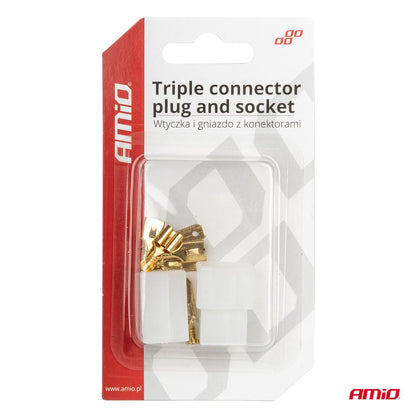 FICHE ET PRISE AVEC CONNECTEUR TRIPLE AMIO